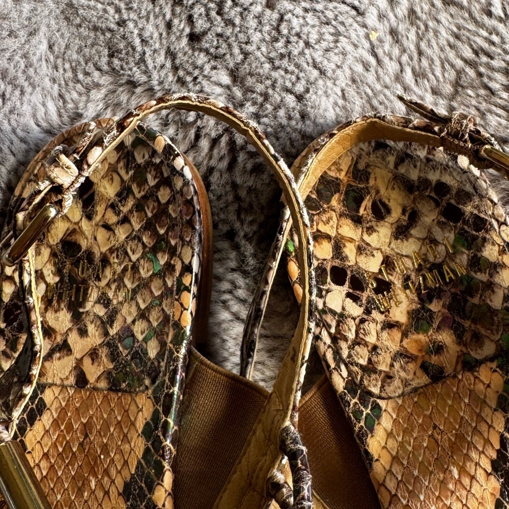 Stuart Weitzman Rolldown Metallic Snake-Embossed … - image 4